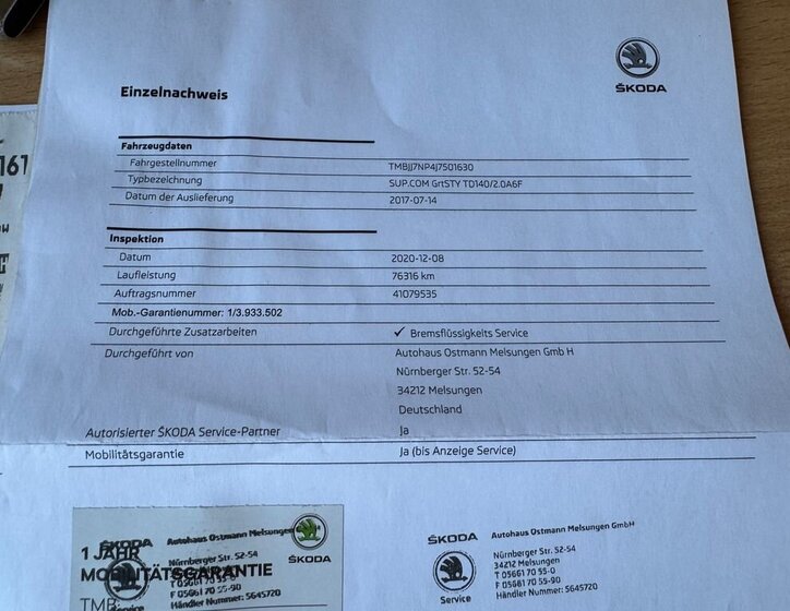 Škoda Superb Kombi 2,0 l 140 kw