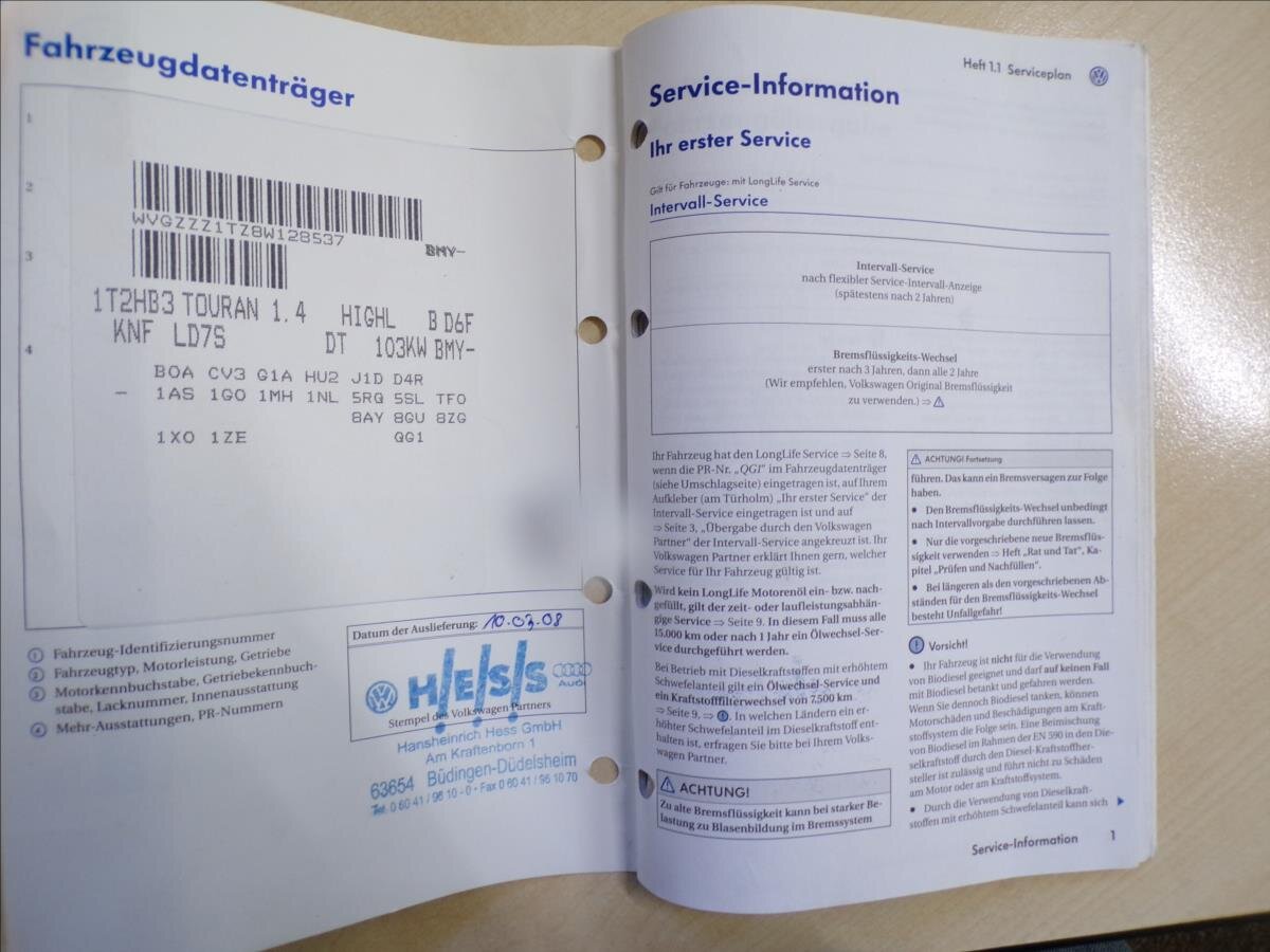 Volkswagen Touran Kombi 1,4 l 103 kw