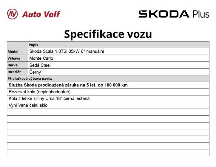 Škoda Scala Hatchback 1,0 l 85 kw