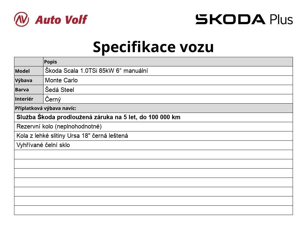Škoda Scala Hatchback 1,0 l 85 kw