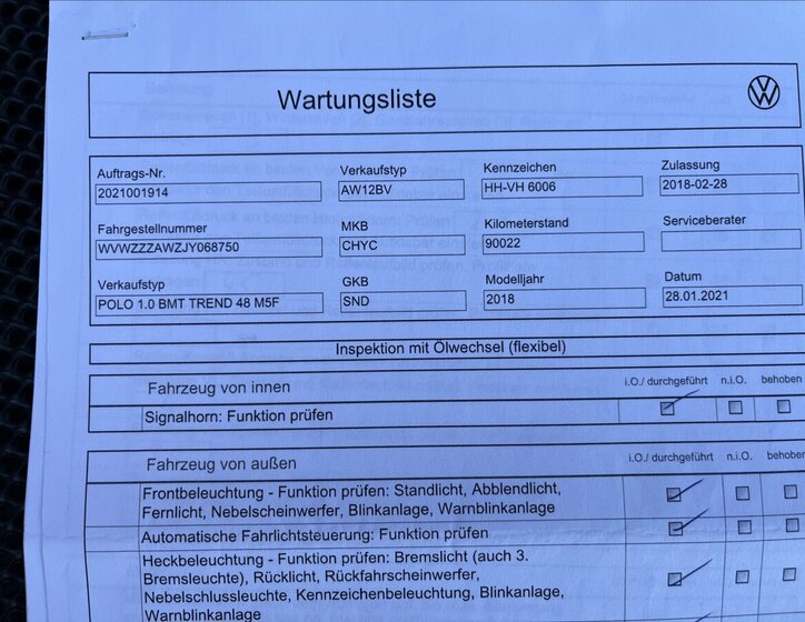 Volkswagen Polo Hatchback 999,0 48 kw