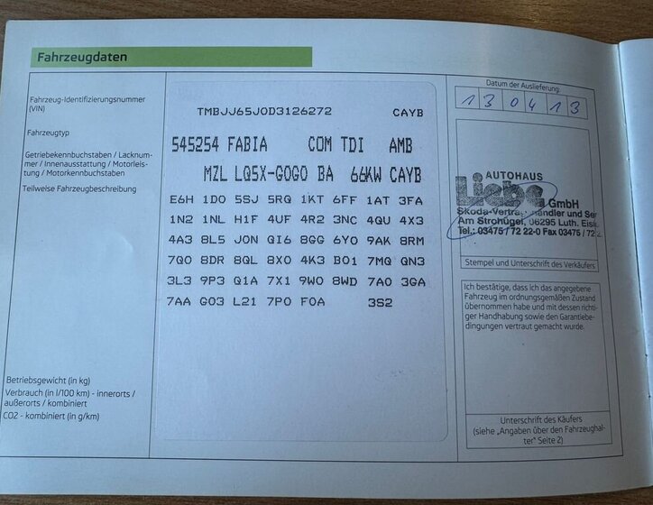 Škoda Fabia Kombi 1,6 l 66 kw