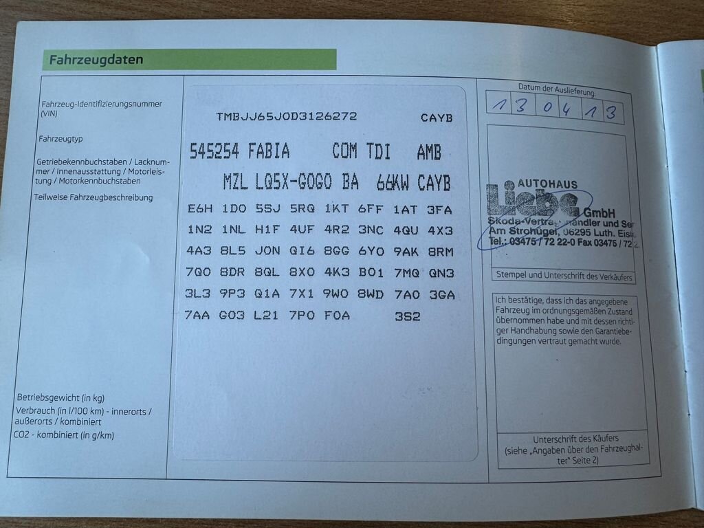 Škoda Fabia Kombi 1,6 l 66 kw