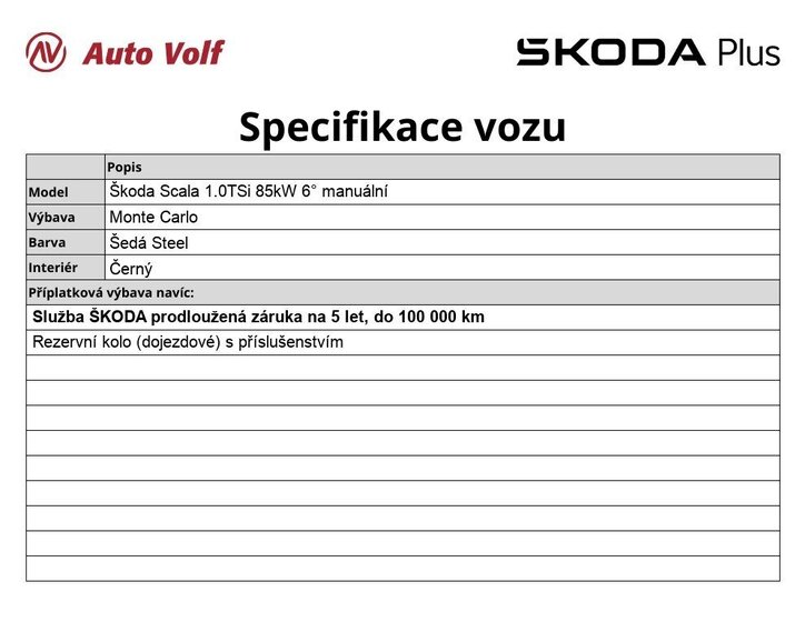 Škoda Scala Hatchback 1,0 l 85 kw