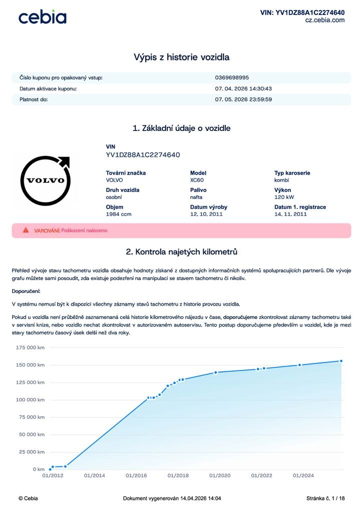 Volvo XC60 SUV / Terénní 2,0 l 120 kw