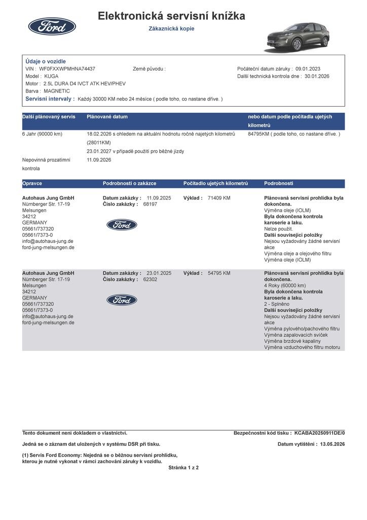 Ford Kuga SUV / Terénní 2,5 l 140 kw