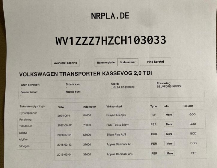 Volkswagen Transporter Ostatní 2,0 l 84 kw