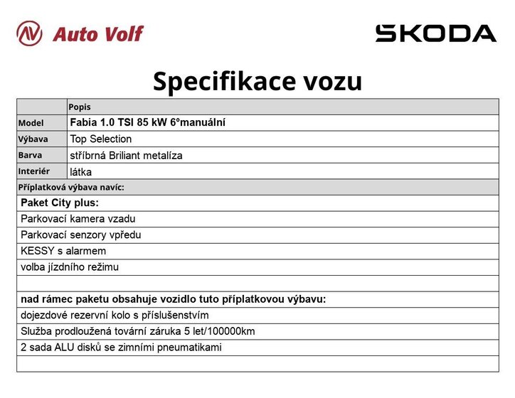 Škoda Fabia Hatchback 1,0 l 85 kw