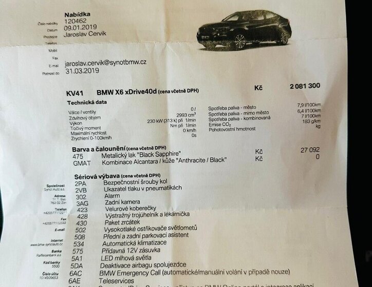 BMW X6 Sedan / Limuzína 0,0 230 kw