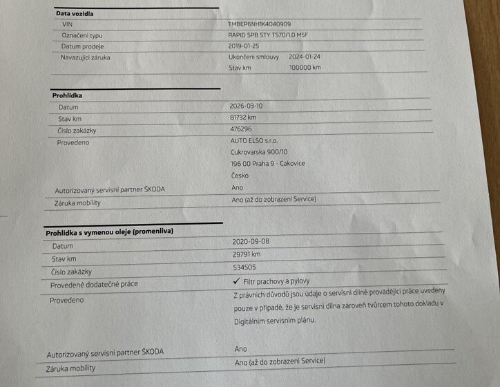 Škoda Rapid Hatchback 999,0 70 kw