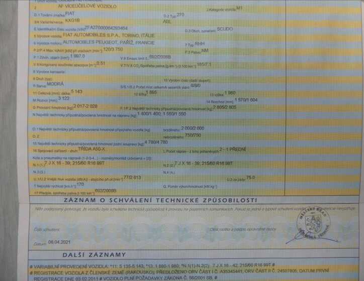 Fiat Scudo Ostatní 2,0 l 120 kw