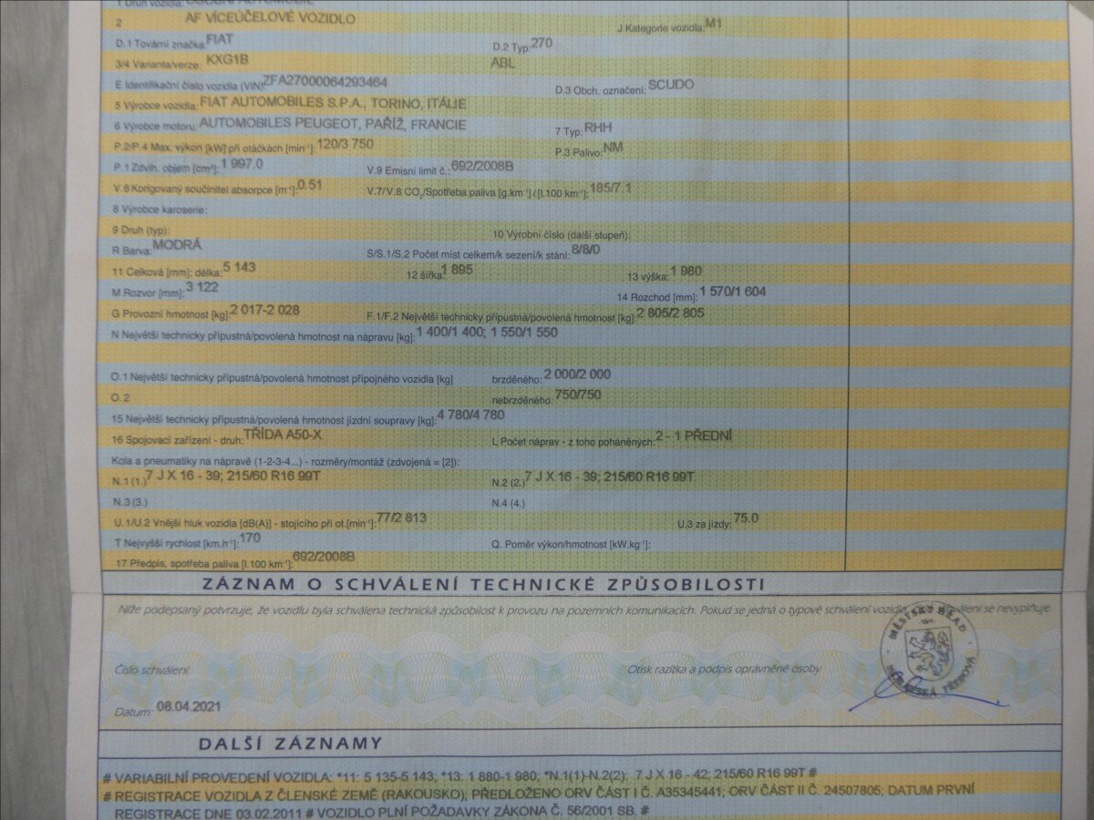 Fiat Scudo Ostatní 2,0 l 120 kw