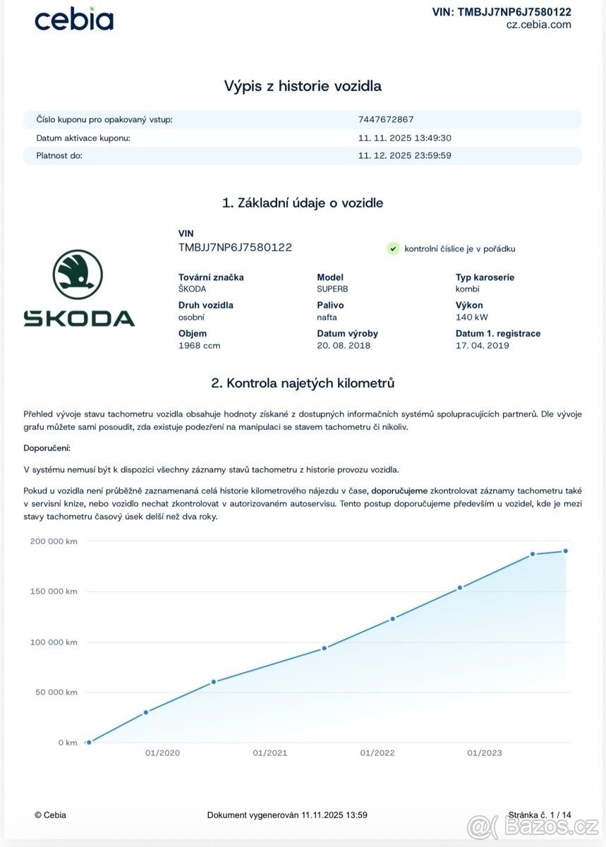 Škoda Superb Kombi 0,0 140 kw