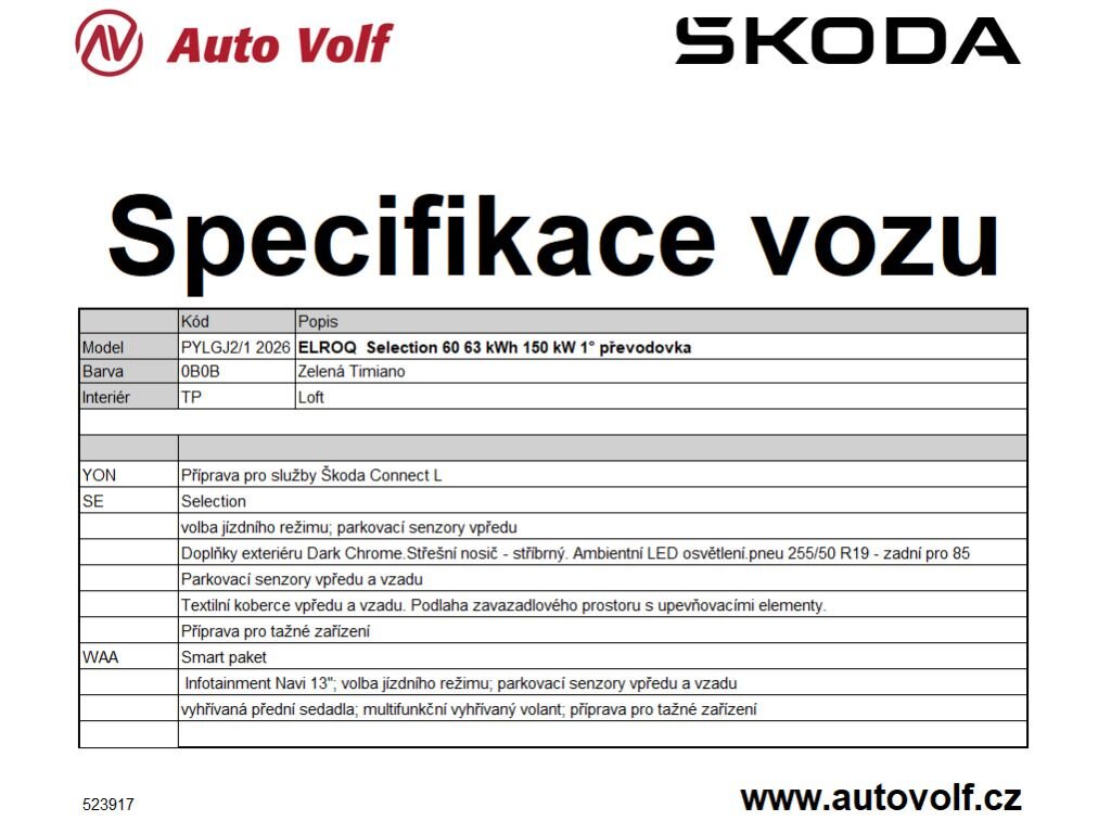 Škoda Elroq SUV / Terénní 1,0 150 kw