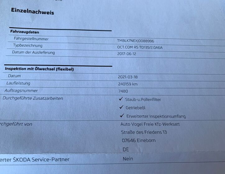 Škoda Octavia Kombi 2,0 l 135 kw