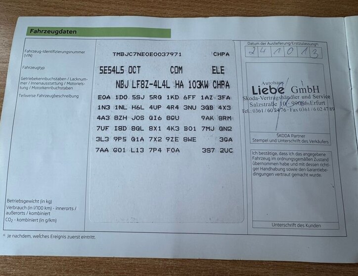 Škoda Octavia Kombi 1,4 l 103 kw