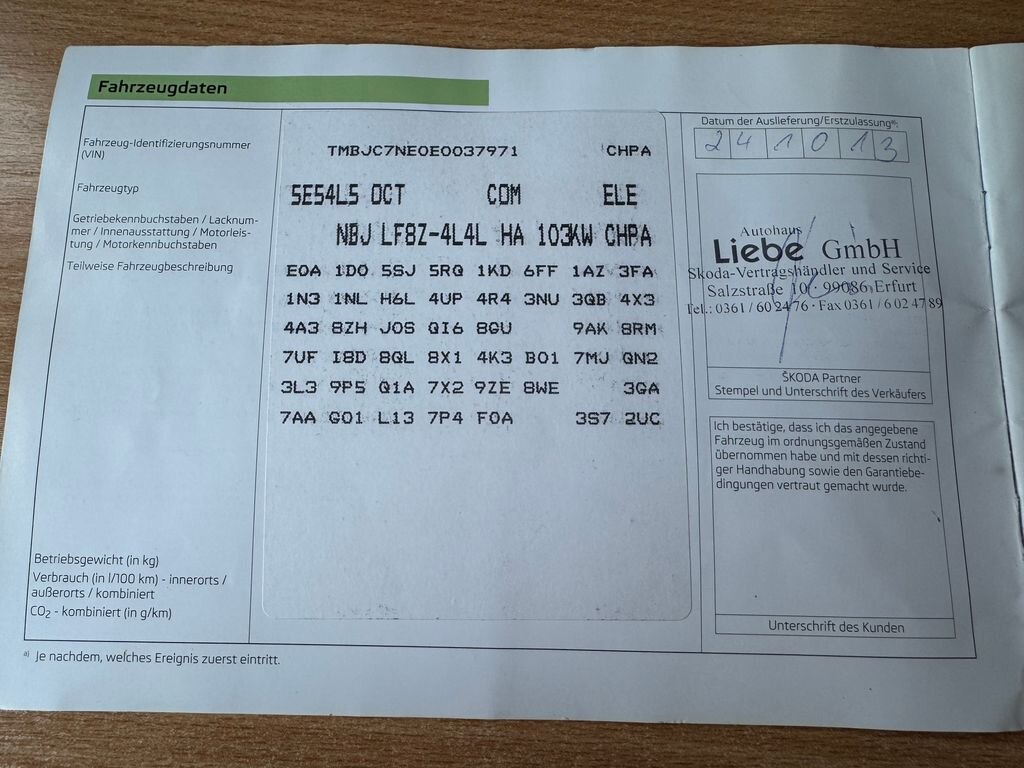 Škoda Octavia Kombi 1,4 l 103 kw