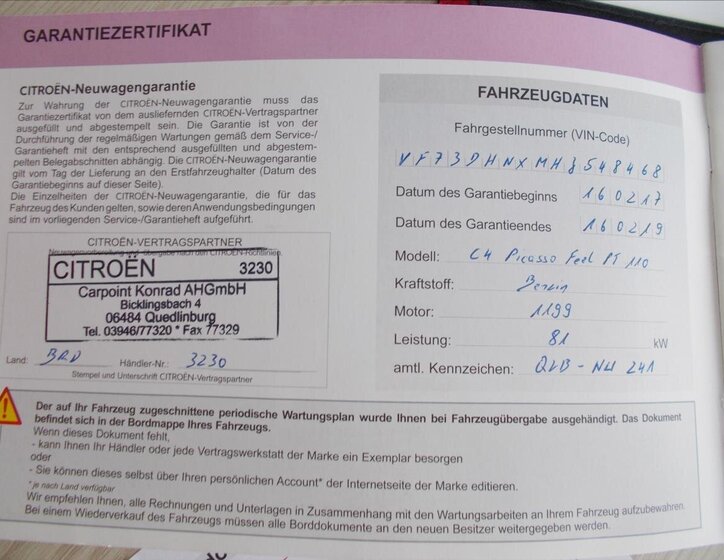 Citroën C4 Picasso MPV 1,2 l 81 kw