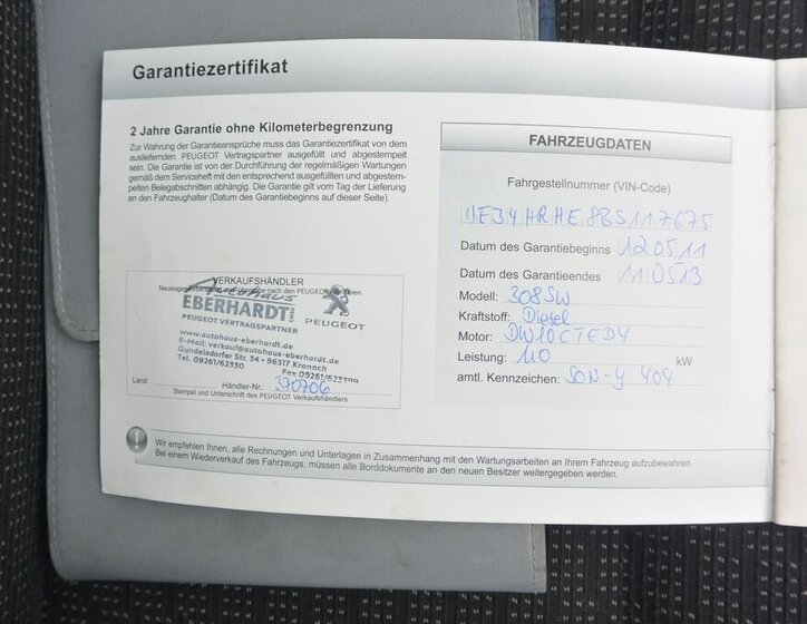 Peugeot 308 Kombi 2,0 l 110 kw
