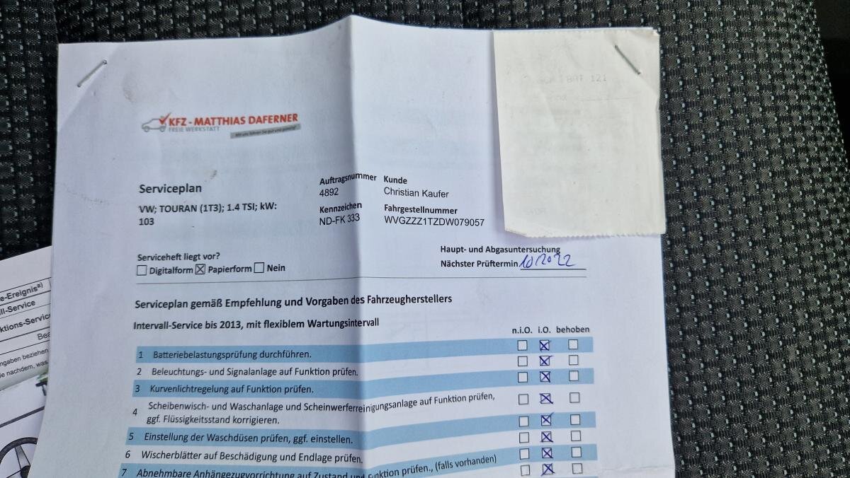 Volkswagen Touran MPV 1,4 l 103 kw