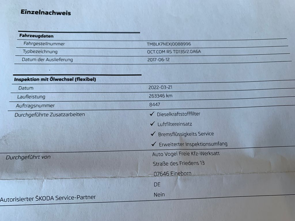 Škoda Octavia Kombi 2,0 l 135 kw