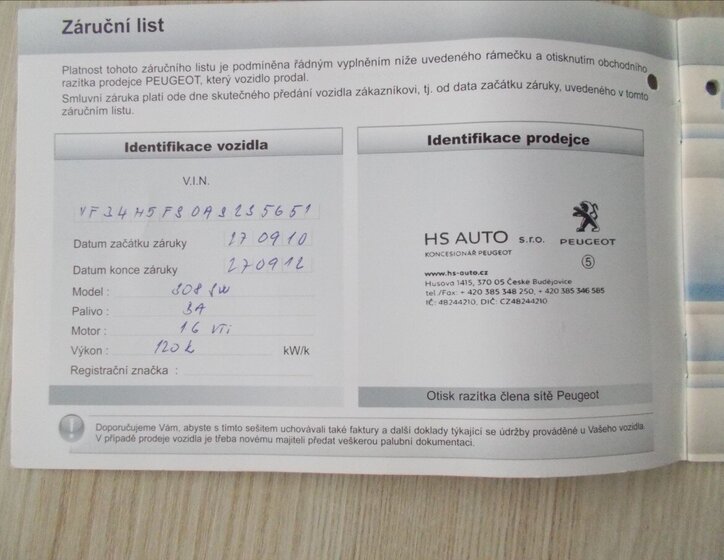 Peugeot 308 Kombi 1,6 l 88 kw