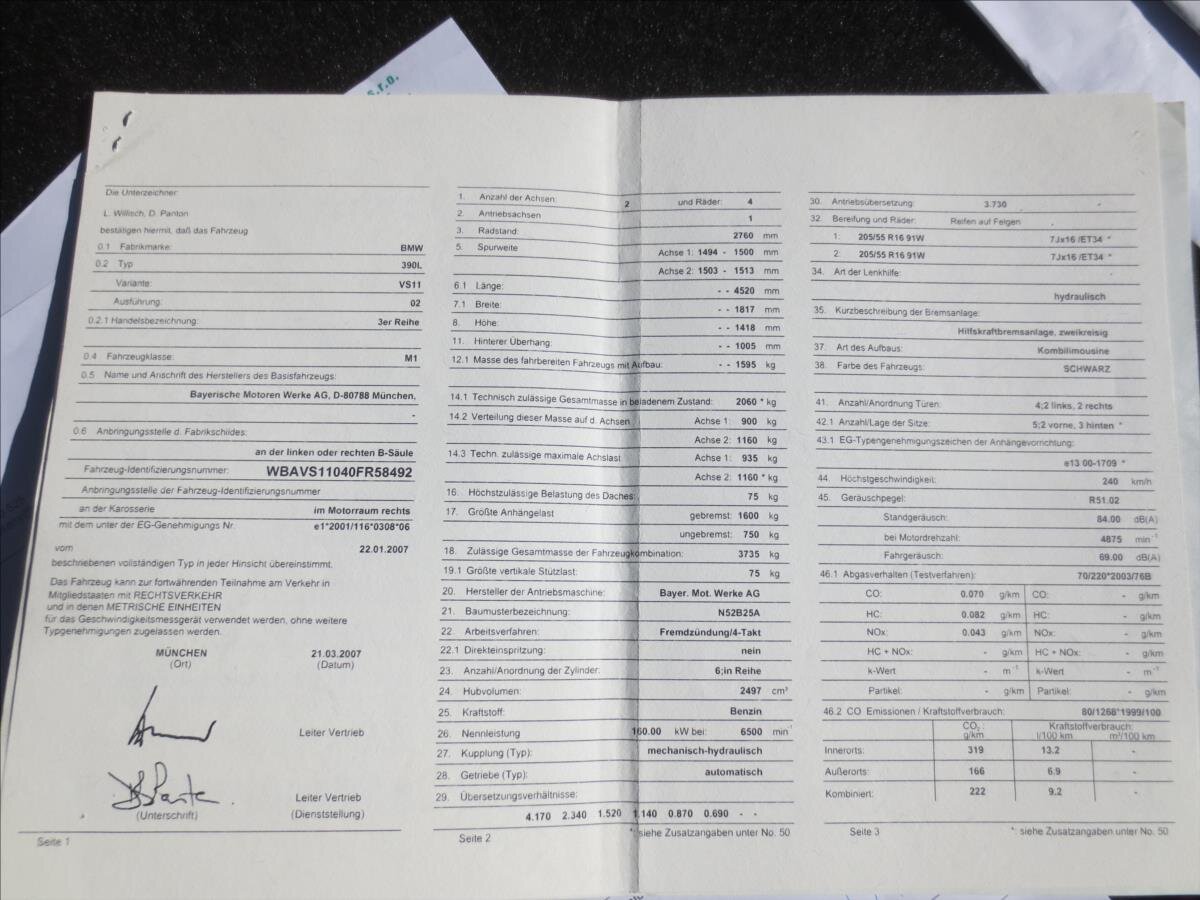 BMW Řada 3 Kombi 2,5 l 160 kw