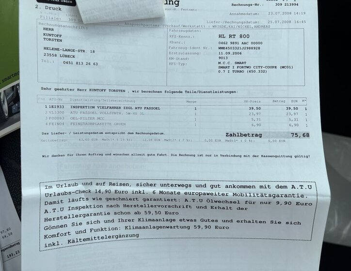 Smart Fortwo Kupé 698,0 45 kw