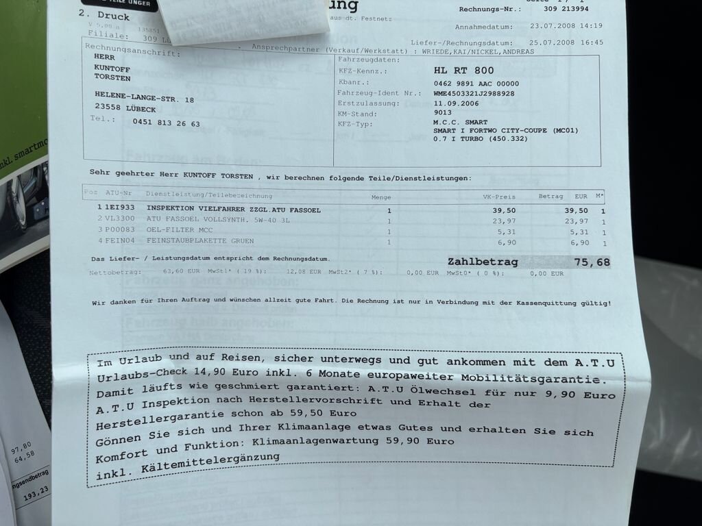 Smart Fortwo Kupé 698,0 45 kw