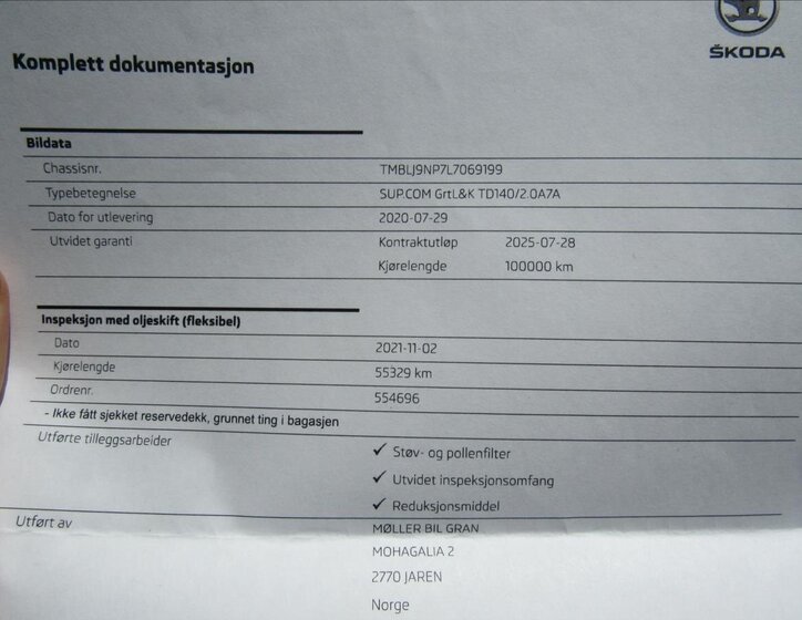 Škoda Superb Kombi 2,0 l 140 kw