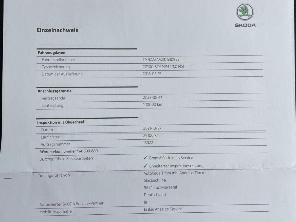 Škoda Citigo Hatchback 999,0 44 kw