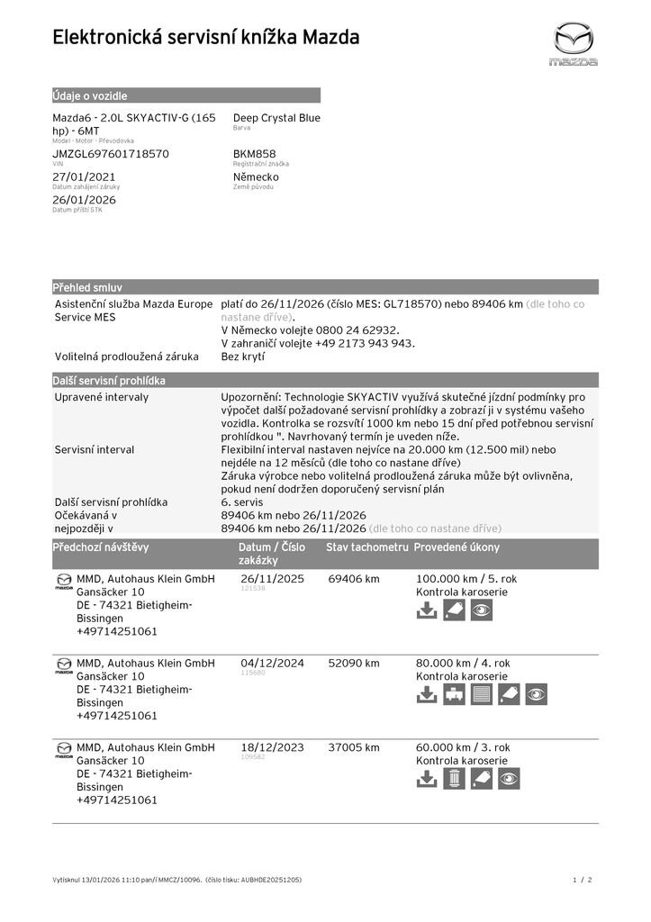 Mazda 6 Kombi 2,0 l 121 kw