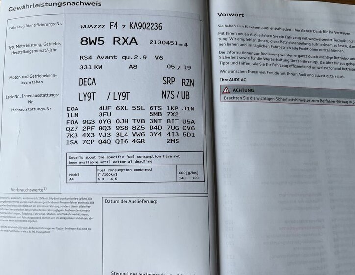 Audi RS4 Kombi 2,9 l 331 kw