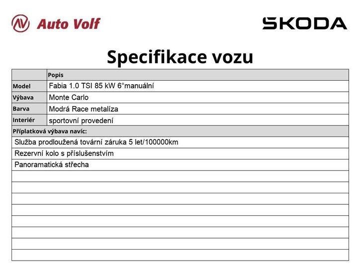 Škoda Fabia Hatchback 1,0 l 85 kw