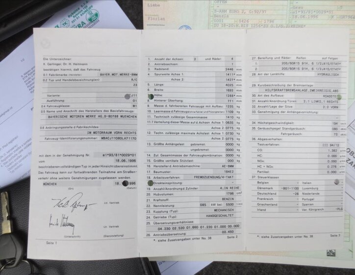 BMW Z3 Kabriolet 1,8 l 85 kw