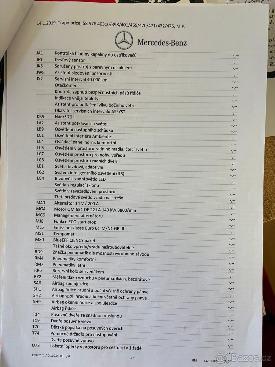 Mercedes-Benz Třídy V VAN / Minibus 0,0 140 kw