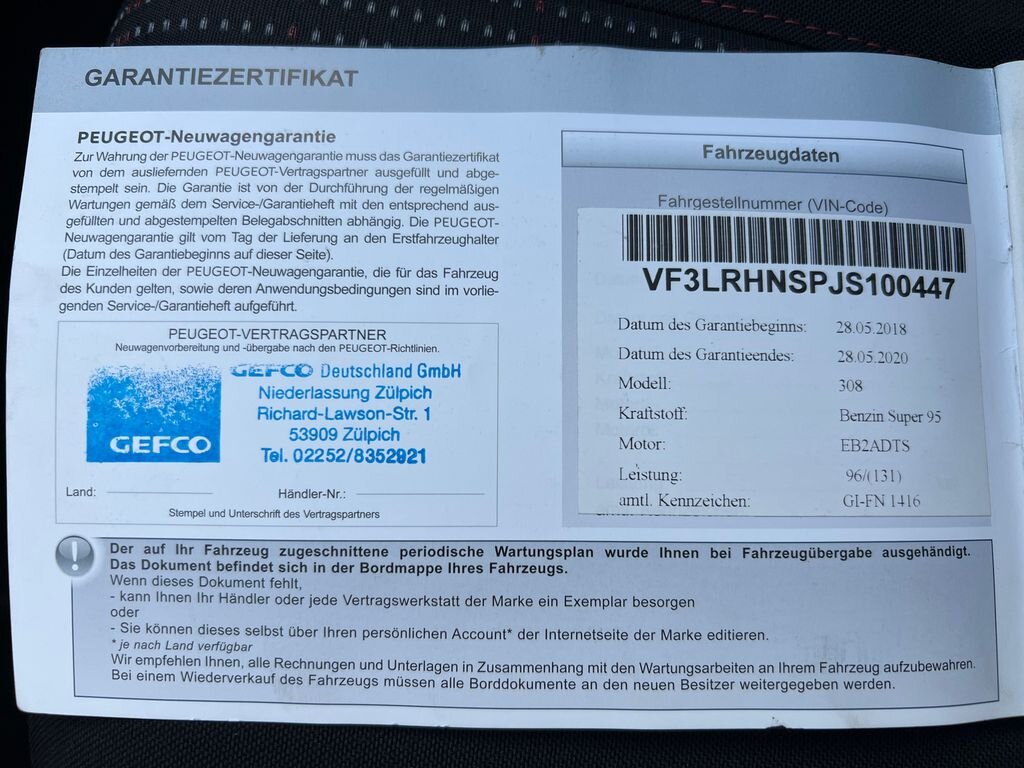 Peugeot 308 Kombi 1,2 l 96 kw