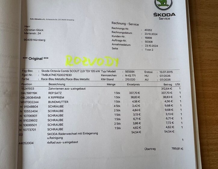 Škoda Octavia Kombi 2,0 l 135 kw