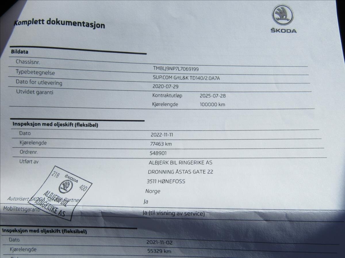 Škoda Superb Kombi 2,0 l 140 kw