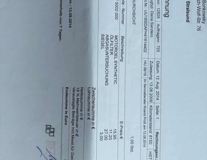 Dacia Sandero Hatchback 1,6 l 64 kw