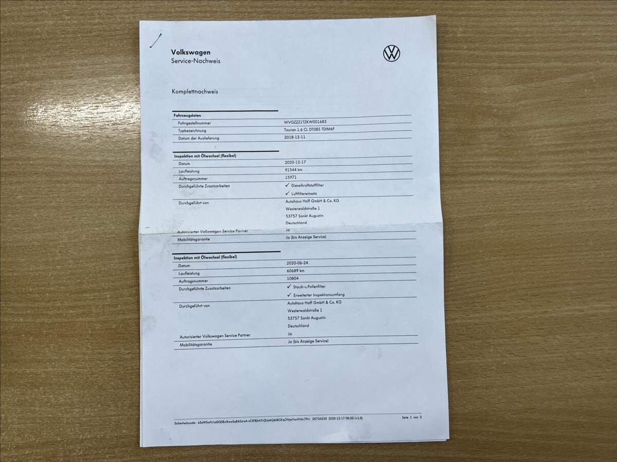 Volkswagen Touran Kombi 1,6 l 85 kw