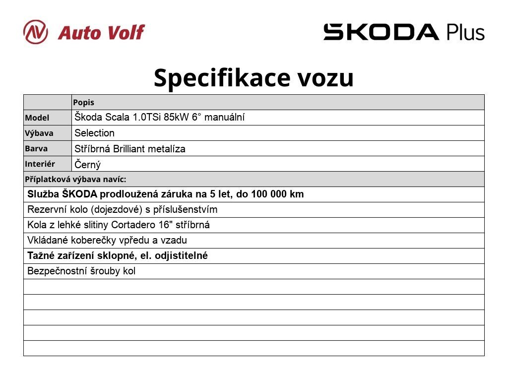 Škoda Scala Hatchback 1,0 l 85 kw