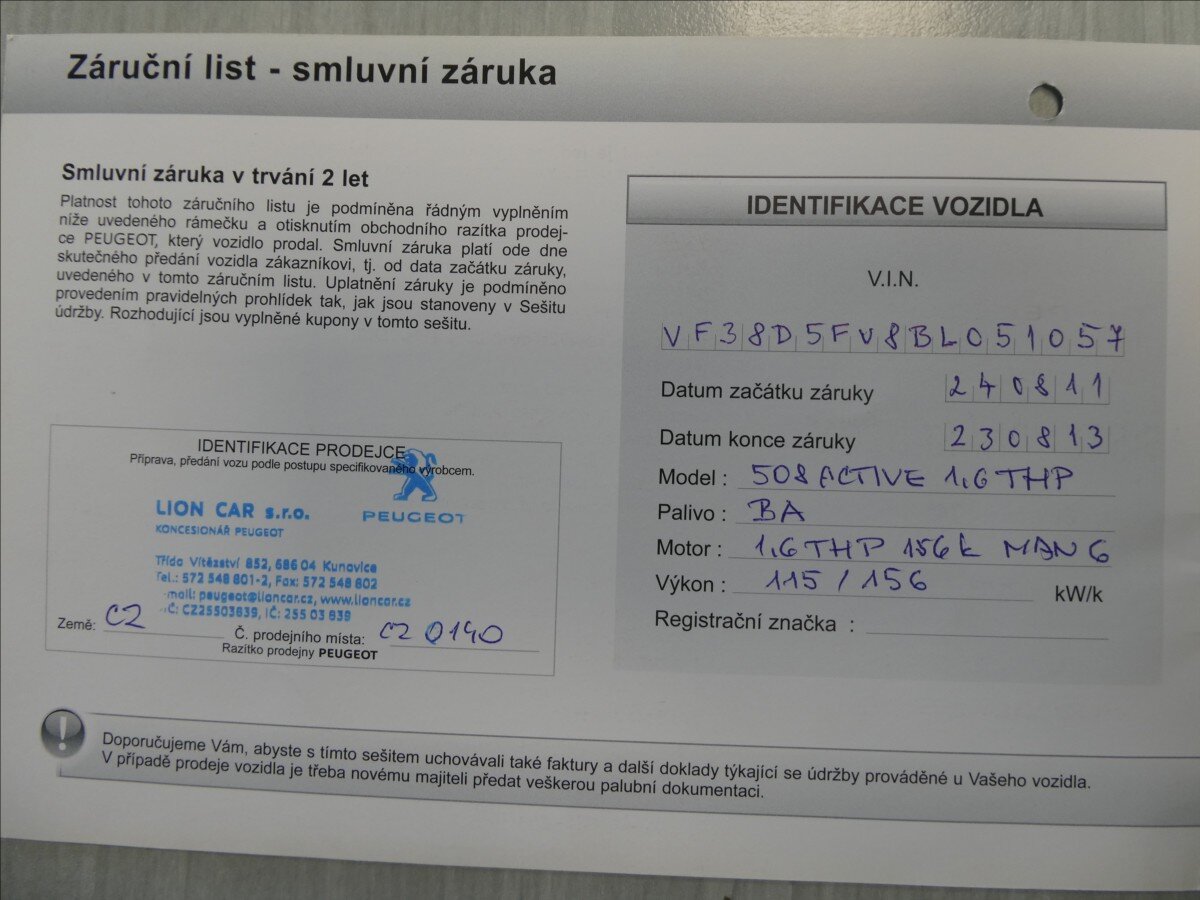 Peugeot 508 Sedan / Limuzína 1,6 l 115 kw