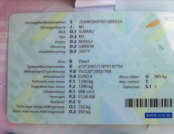 Subaru Justy Hatchback 998,0 51 kw