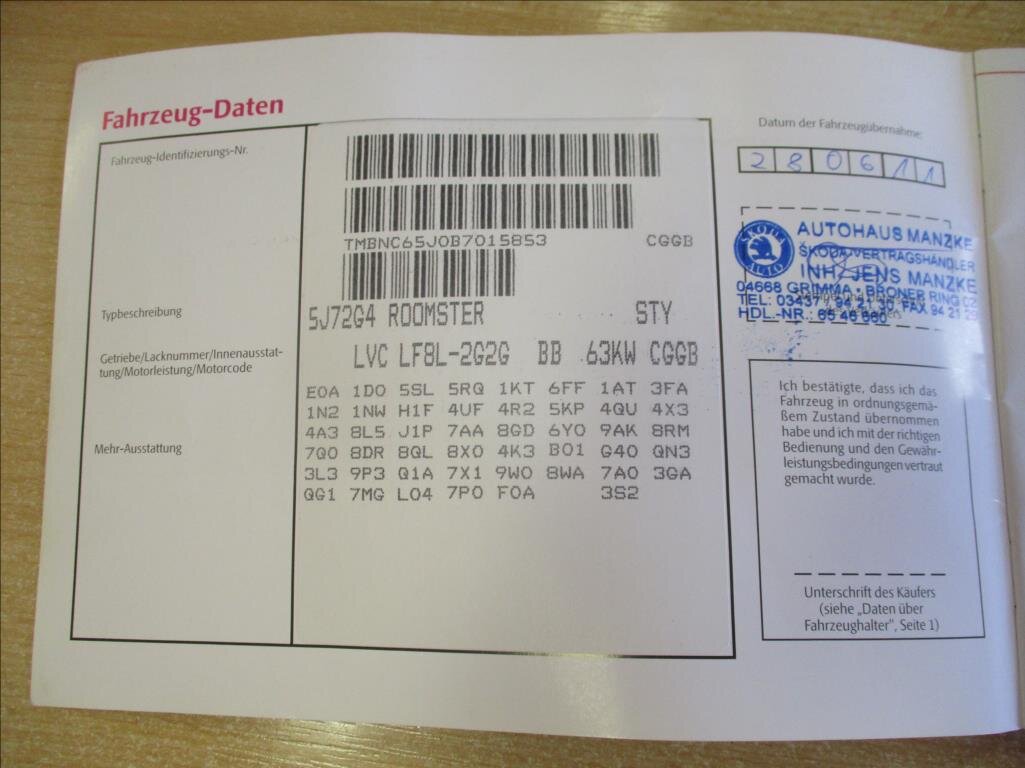 Škoda Roomster MPV 1,4 l 63 kw