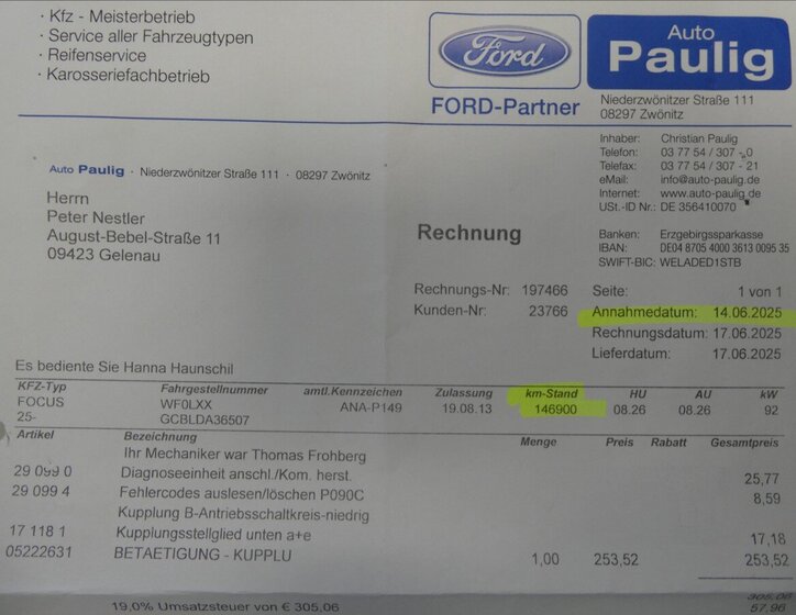 Ford Focus Kombi 1,6 l 92 kw