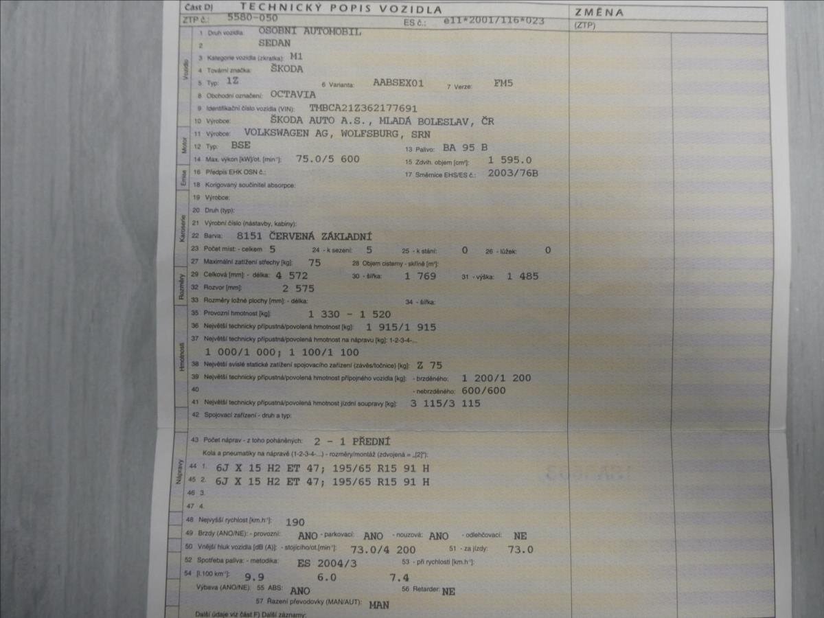 Škoda Octavia Liftback 1,6 l 75 kw