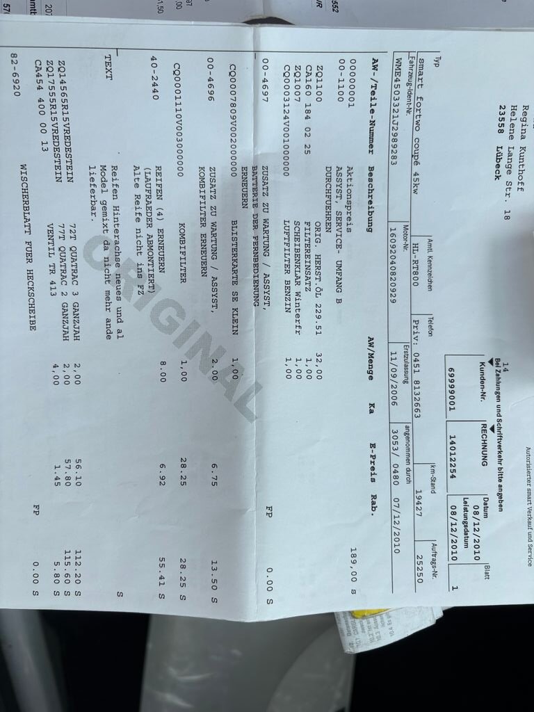 Smart Fortwo Kupé 698,0 45 kw