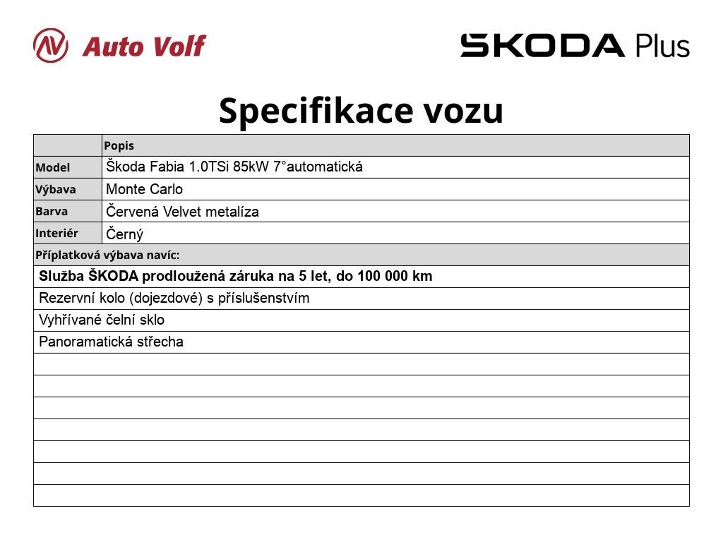 Škoda Fabia Hatchback 1,0 l 85 kw