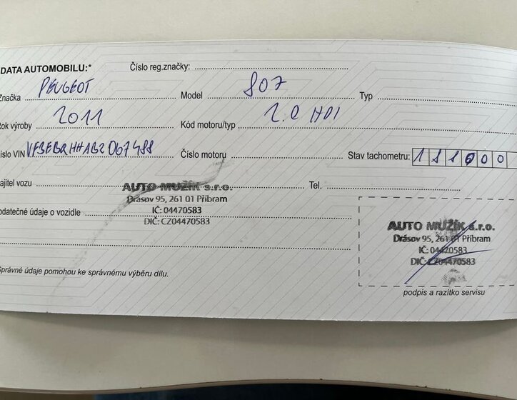 Peugeot 807 MPV 2,0 l 120 kw